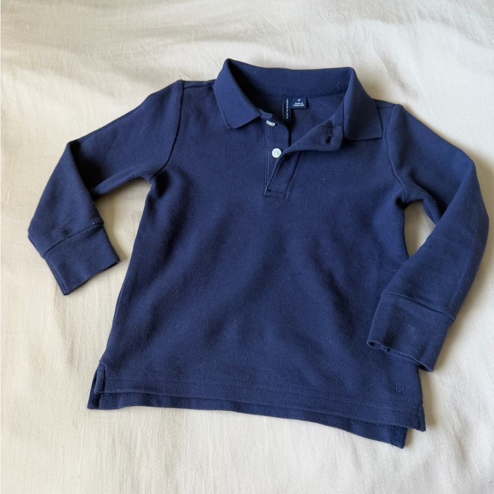 Janie and Jack Long Sleeve Polo Shirt - Navy - Kids